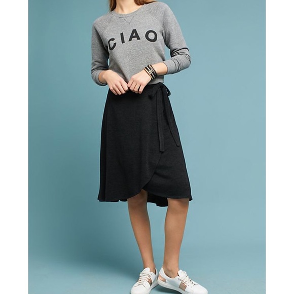 Anthropologie Didi Wrap Skirt NWT Black New Midi - Picture 2 of 8